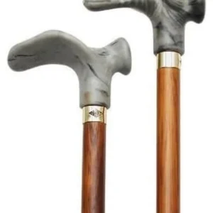 Brazos™ Exotic Leather Safari Hickory Rustic Walking Stick, 58-Inch