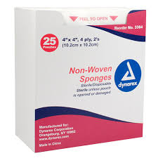 Dynarex® Sterile Nonwoven Sponge, 4 x 4 Inch, 4-Ply